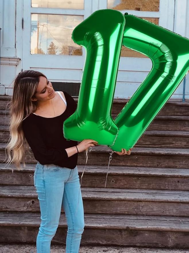 5 Balloon Numbers Birthday Decorations, 40In Green Balloons - Image 5