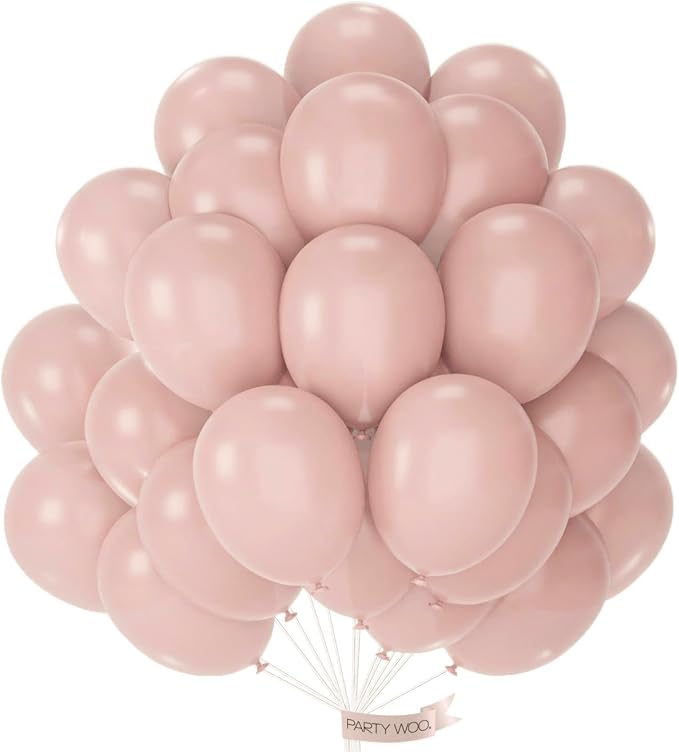 PartyWoo Dusty Pink Balloons 100pcs Lilac Pink Color 12 Inch | Balloons by PartyWoo
