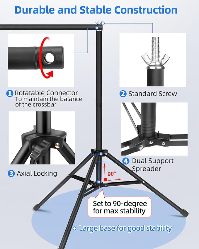 Hemmotop Backdrop Stand 10x8ft, Versatile Sizes Adjustable Banner Holder | Metal - Image 6