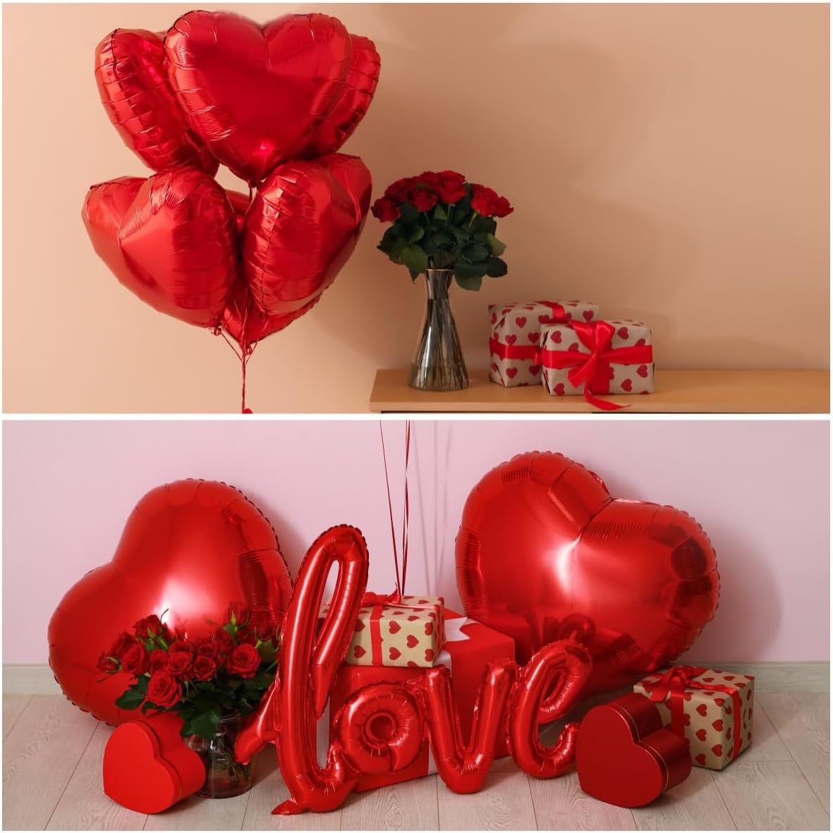 12Pcs Hot Pink Heart Balloons, 18 Inch Heart Shape, Love Balloons for Valentine's Day, Wedding, Birthday Decorations