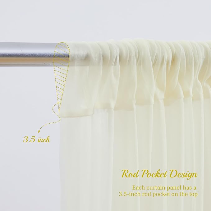 30x8ft Ivory Tulle Backdrop Curtain - Image 4