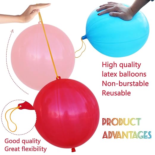 LEEZZIZZ 30Pcs Punch Balloons, Thickened Neon Punching Balloon Heavy Duty Party - Image 2