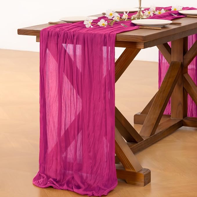 Cheesecloth Table Runner Summer Boho Wedding Birthday Party Home Decor | Hot - Image 4