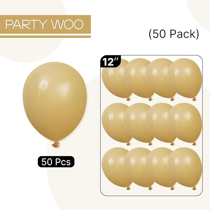 PartyWoo Light Brown Balloons 50pcs Neutral Boho Coffee Color | 12 Inch Balloons - Image 7