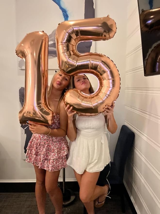15 Balloon Number 40 Inch Rose Gold Balloons - Image 2