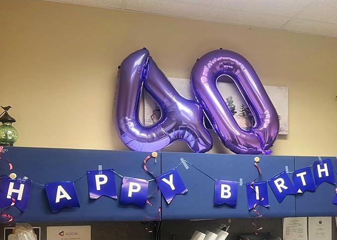 4 Balloon Numbers Party Decorations, 40In Purple Balloons - Image 3