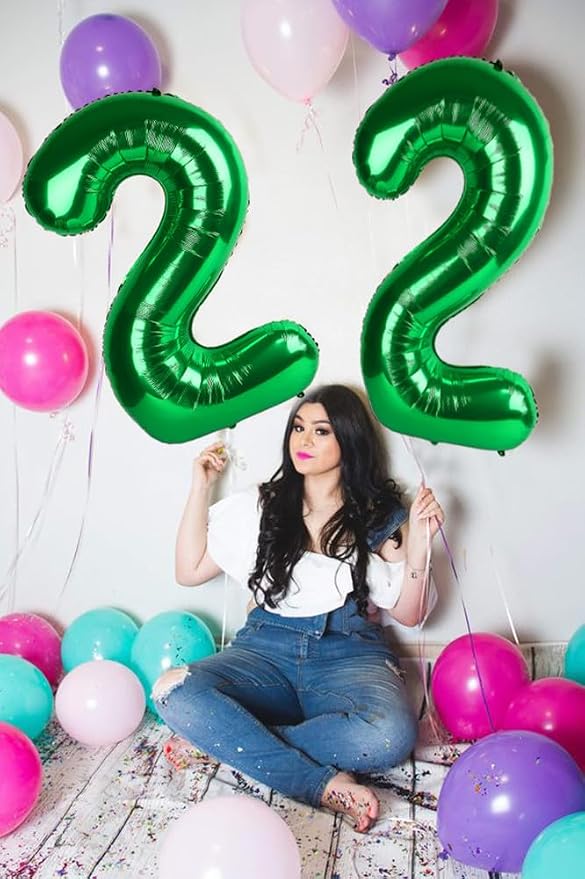 Number 2 Balloon Birthday Decorations, 40In Dark Green Balloons - Image 5