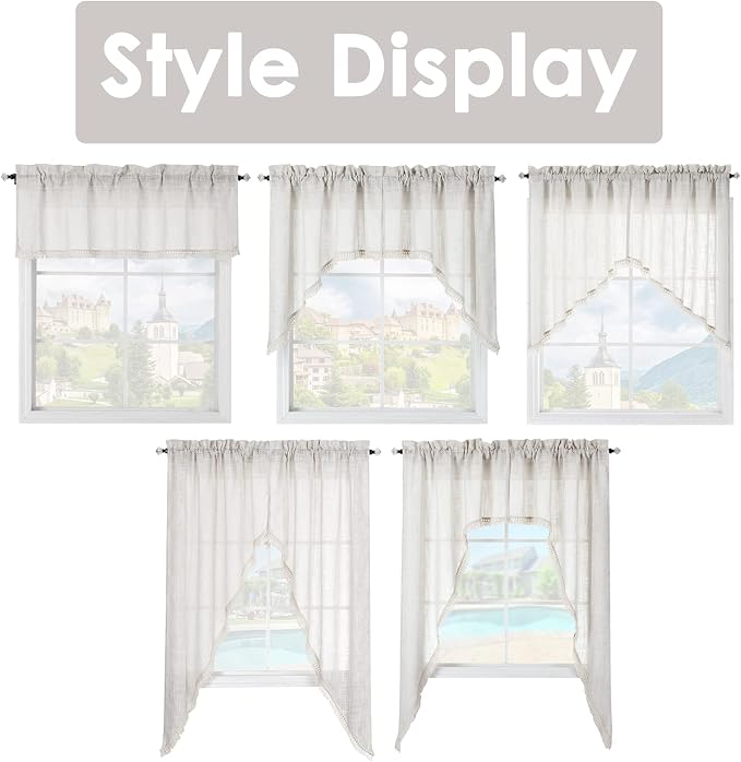 Beda Home Tassel Linen Textured Swag Curtain Valance - Image 8