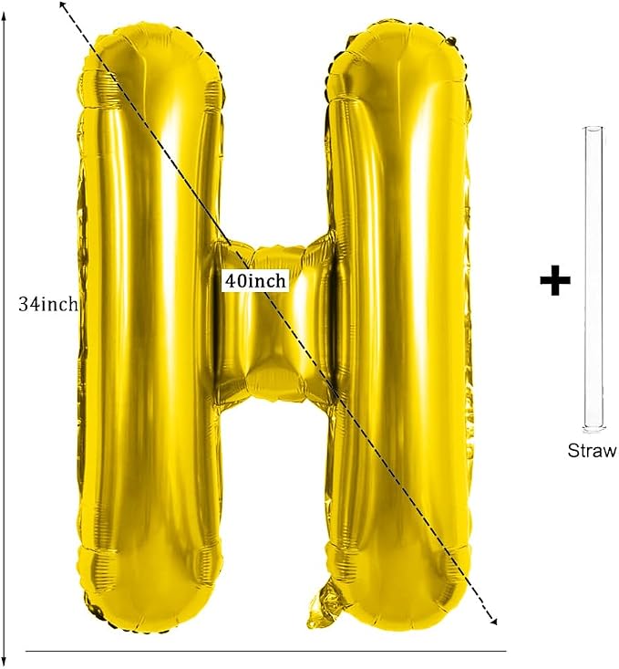 Gold Letter Balloons 40 Inch Large Letter H Balloon Aluminum | Foil Mylar Big - Image 2