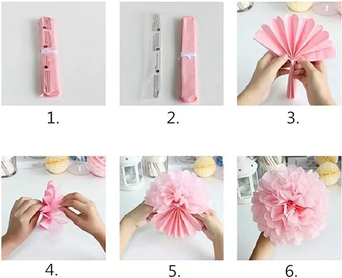 BRZIKWT 12 Pcs Pink Blue Tissue Paper Pom Poms - Image 4