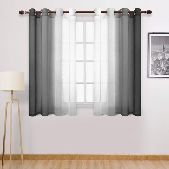 DWCN Black Ombre Short Sheer Curtains by DWCN