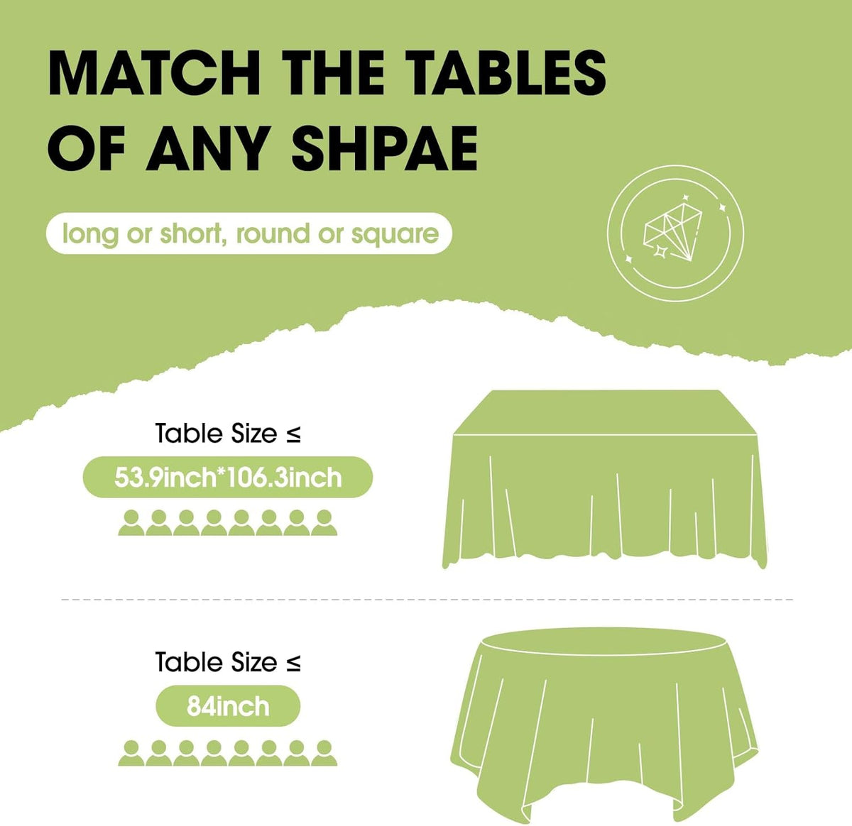 Pureegg Plastic Table Cloth Disposable 10 Pack, 84'' Round Table Cloths, St Patricks Day, Christmas Decorations, Tablecloths, Round, Forest, Emerald, Plastic Cover, Leakproof & Sturdy, Green