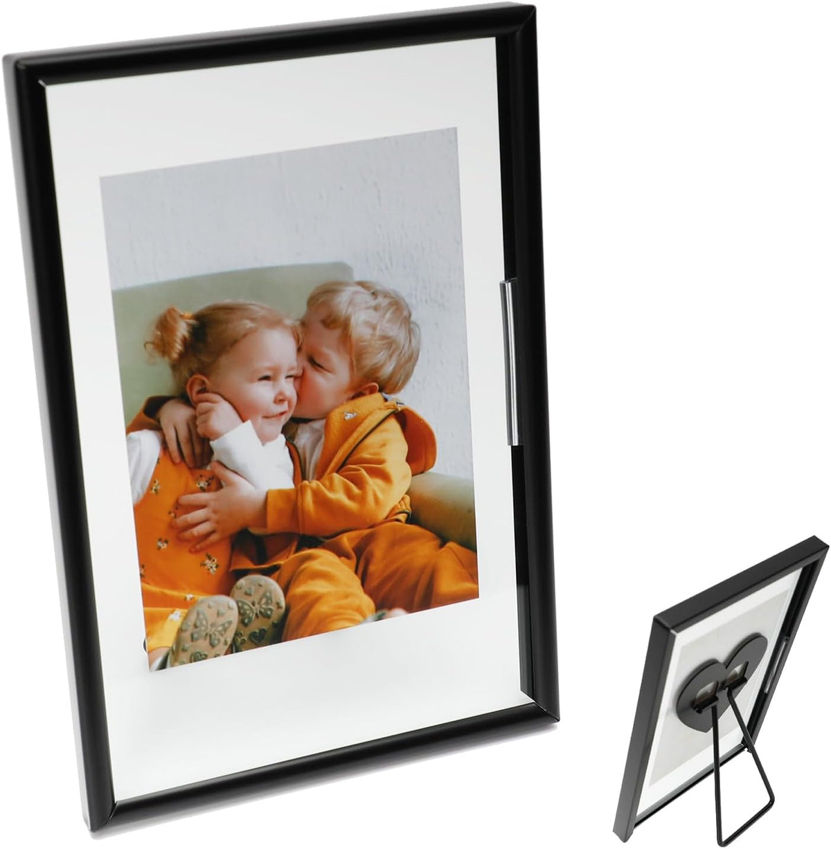 Black Floating Frame (4"x6",Vertical) with Romantic Heart, For Picture Sizes 3x5, 2x3,1x2, Tabletop Shelf Photo Frame, Classy Gift For Festival, Home or Wedding…