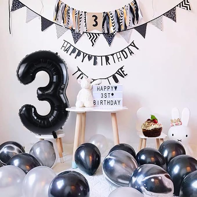 TONIFUL 40 Inch Black Number 5 Balloons Large Foil 5th Birthday Decorations | - Image 6