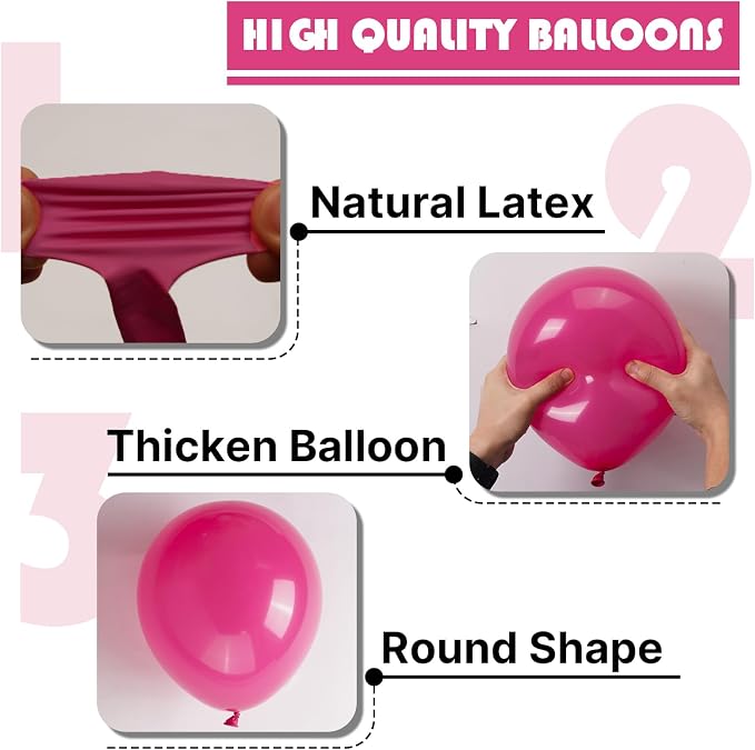 PartyWoo Hot Pink Balloons 101pcs Magenta Fuchsia Color 12 Inch | Balloons - Image 7