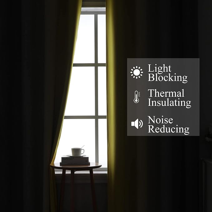 Yellow and Grey Blackout Curtains 54 Inch Length, Light Blocking Gradient Drapes - Image 3