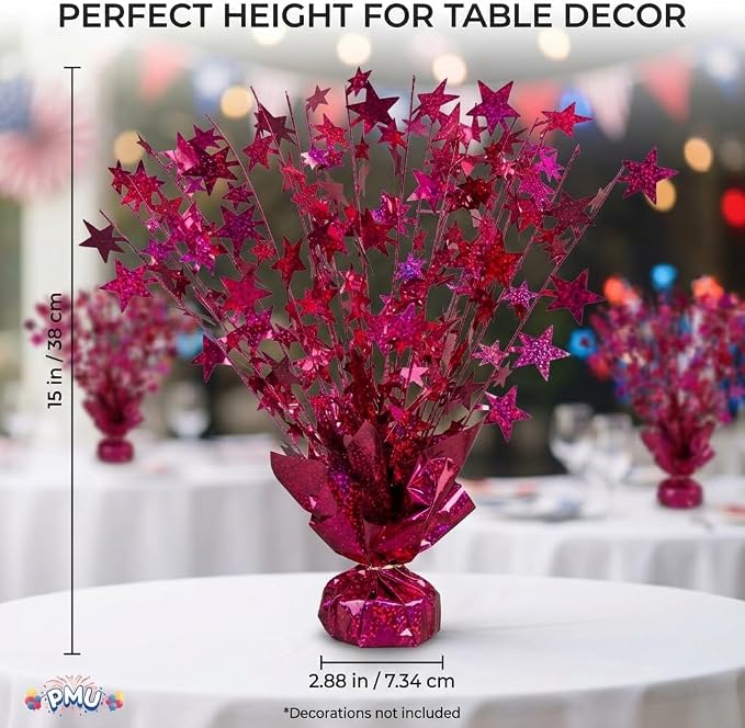 PMU 12 Pack Bursting Star Metallic Foil Spray Centerpiece- Burgundy Prismatic - Image 2