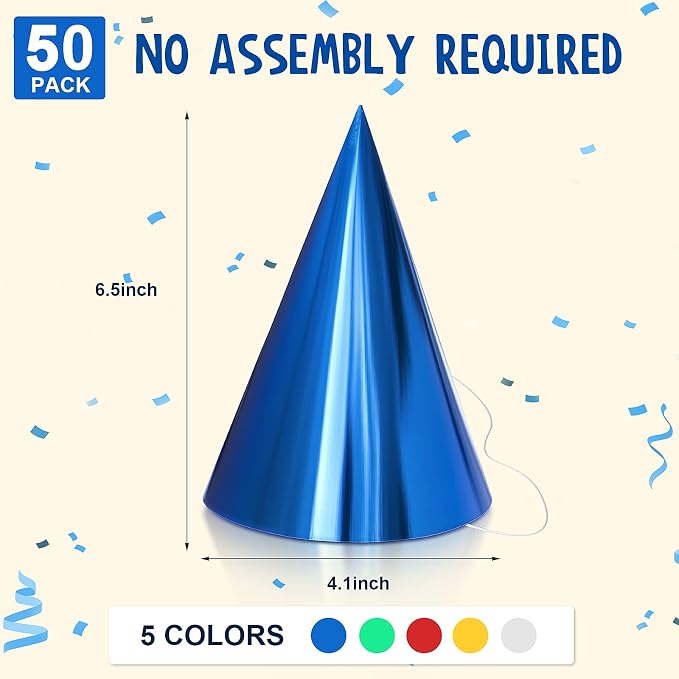 Sumind 100 Pieces Colorful Birthday Party Hats Cone Hats - Image 2