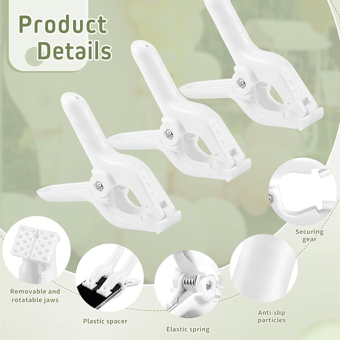LemonRoad 16 Pcs 4" Clips for Balloon Arch White Heavy Duty 2" Opening Spring - Image 3