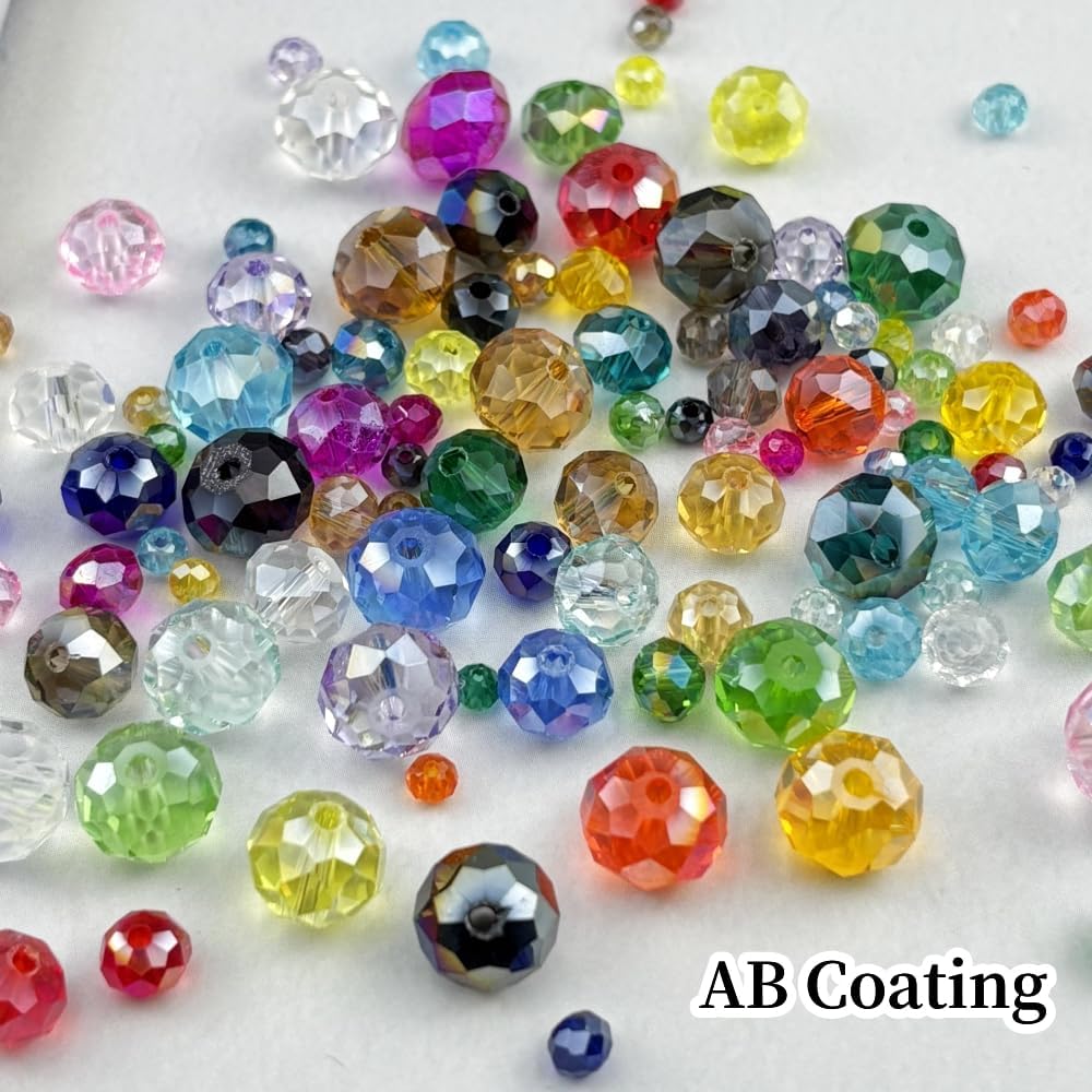 500pcs 3mm Crystal Glass Beads for Crafts Faceted Rondelle Glass Beads for Jewelry Making Crystal Spacer Beads for Necklaces Bracelets Earrings DIY Craft(Black AB)