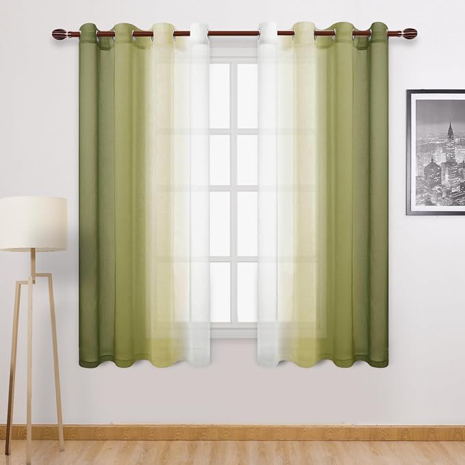 DWCN Faux Linen Ombre Sheer Curtains by DWCN