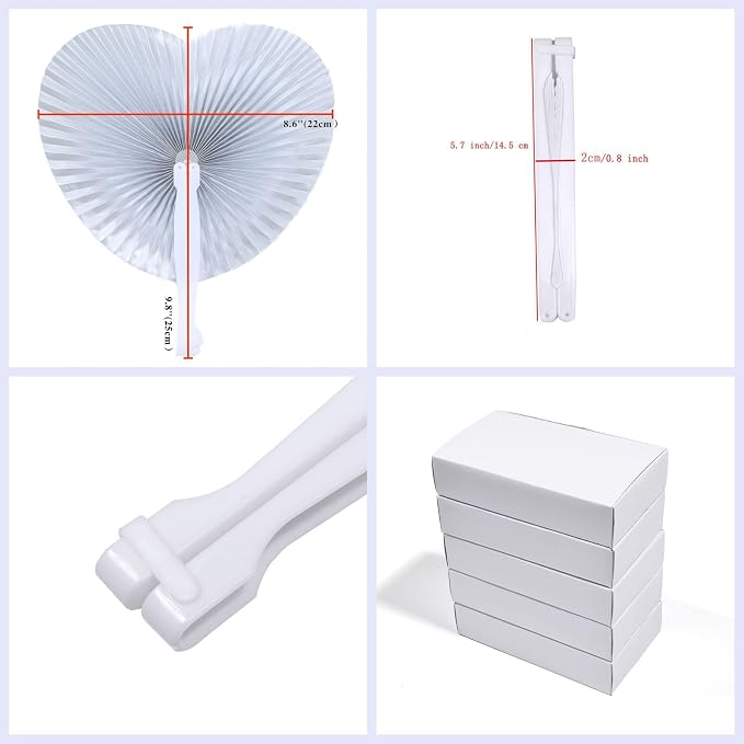 20 Pieces Silver Heart Paper Fans | Foldable Handheld Fans - Image 2