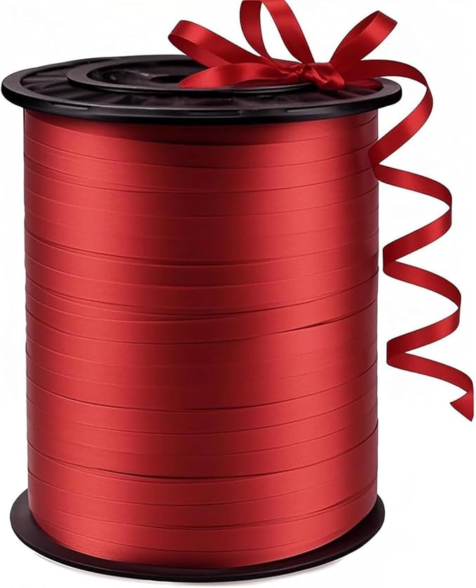 500 Yard Premium Red Curling Ribbon, 3/16" PVC Plastic Curly Ribbon by WFAUIBR
