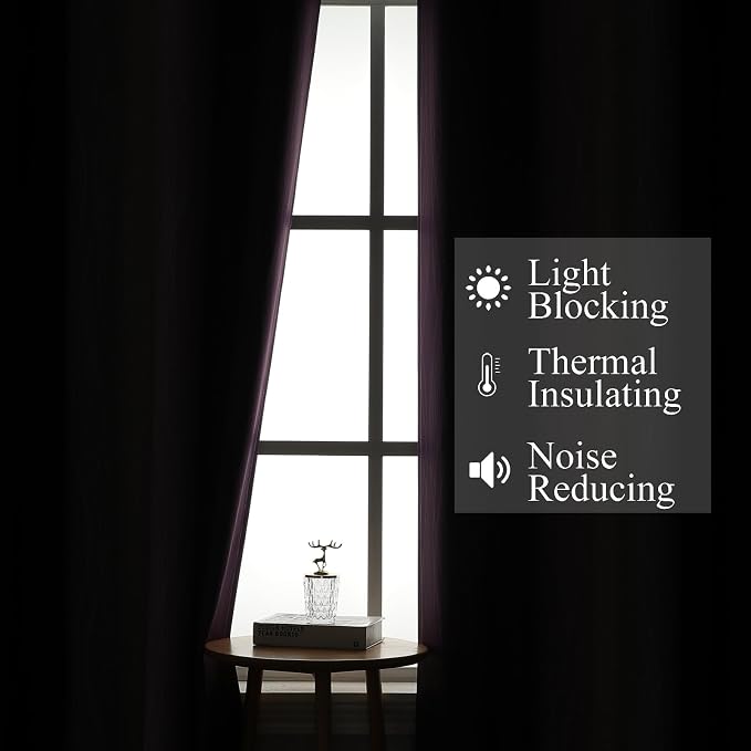 Black and Purple Blackout Curtains 54 Inch Length, Full Light Blocking Gradient - Image 3