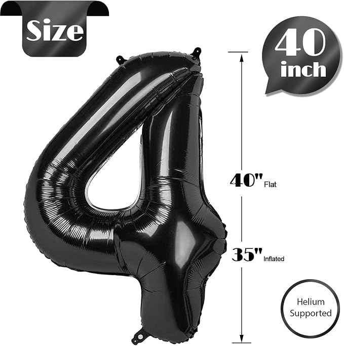 Black Number 4 Balloon 40 Inch - Image 5