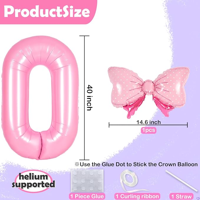 Pink 0 Balloon Number Pink Decorations - Image 2