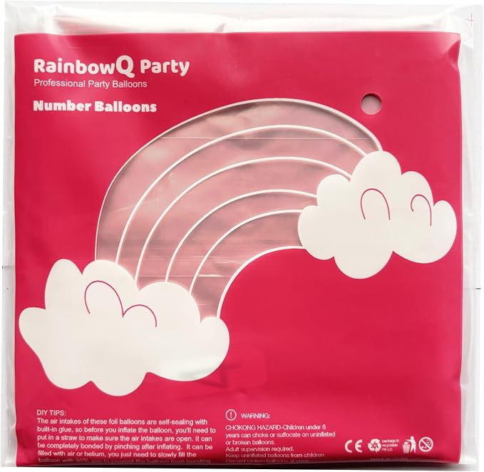 RainbowQ Blue Pink 5 Balloon Number 40 Inch Big 0-10 Foil Large Balloon | - Image 6