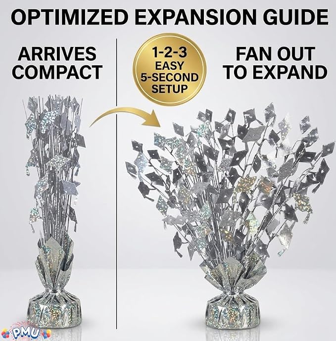 PMU 3 Pcs Silver Graduation Balloon Weights, Graduation Centerpieces - Image 6