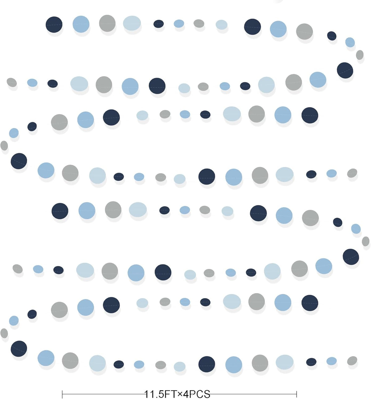 Dusty Blue Party Decorations Navy Blue Circle Dots Garland Gray Blue Hanging Paper Polka Dot Streamer for Wedding Baby Shower Engagement Bridal Shower Birthday Graduation Nautical Theme Party Supplies