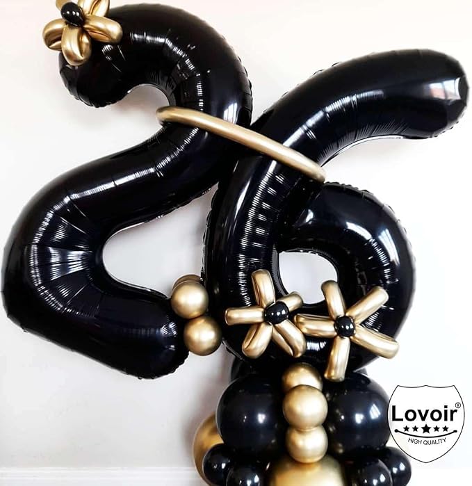 Black 25 Number Balloons, 40 Inch Giant Number 25 Balloons Foil Mylar Helium - Image 7