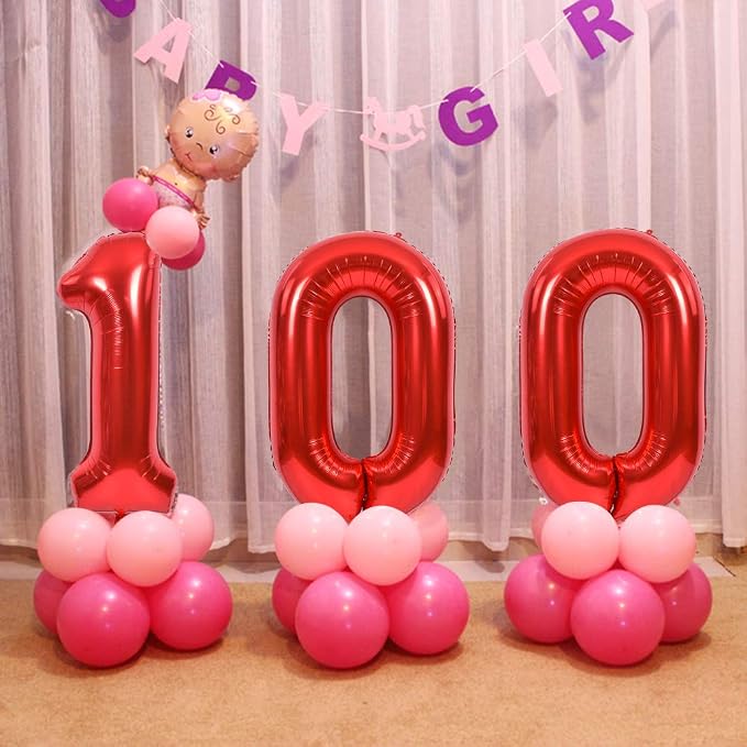 TONIFUL 40 Inch Red Number 2 Balloons Large Foil 2nd Birthday Decorations | Red - Image 5