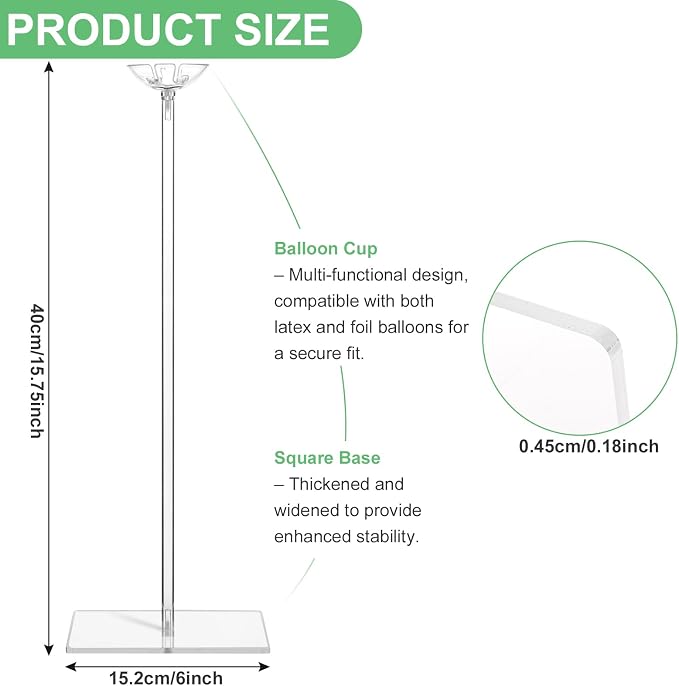 10 Pack Clear Acrylic Balloon Stands - Image 2