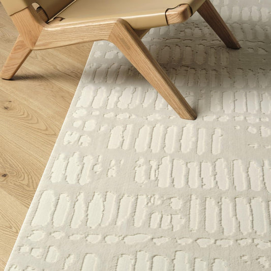 Revival Rugs Shell 3'11"x6'1" Machine Washable Area Rug for Kitchen Bedroom - 100% Recycled Oeko-TEX Certified, Medium Pile, Beige, Cream