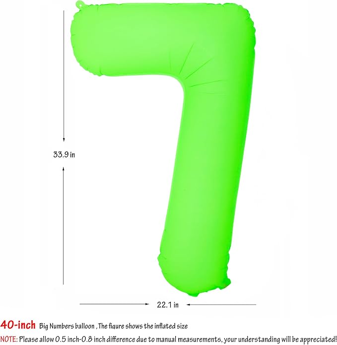 Green Birthday Number 7 Balloon 40 inch Fluorescent Green Number 7 | Helium - Image 2