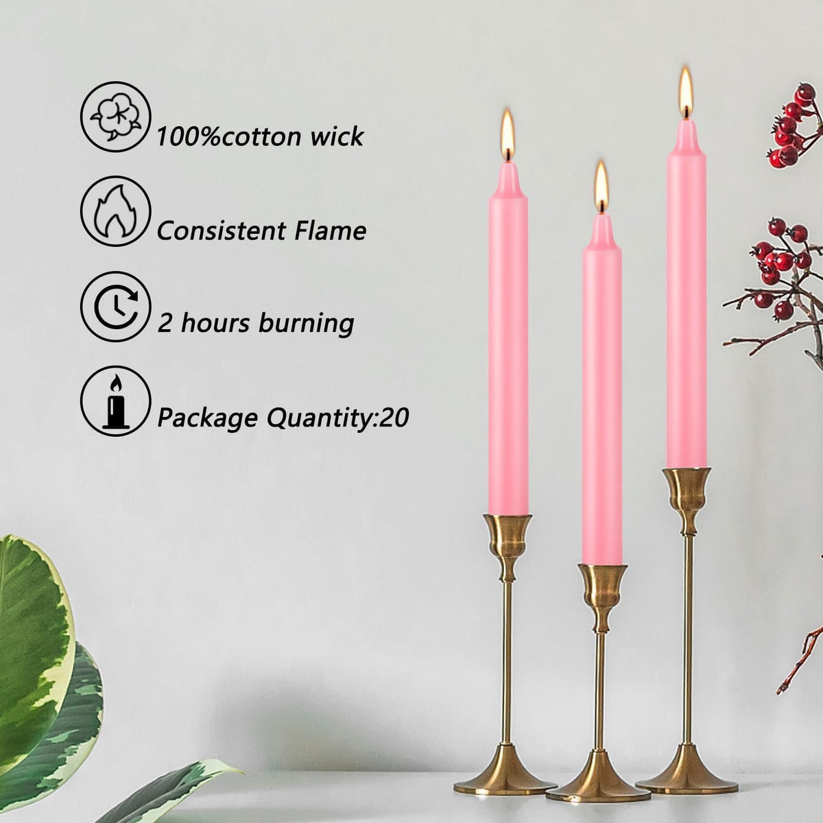 Set of 40 Pink Candles – Spell Chime Candles for Valentine's Day,Wedding,Rituals, Prayer, Birthdays, Meditation, Altar -0.5X4 Inch Tall, Unscented (Pink)