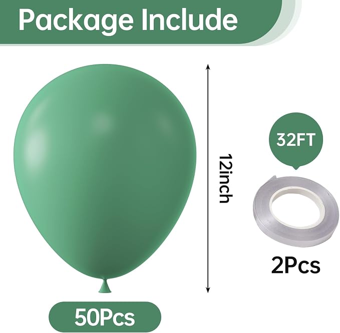 12 Inch Retro Bean Green Balloons, Baby Shower, Graduate Party Decorations - Image 2
