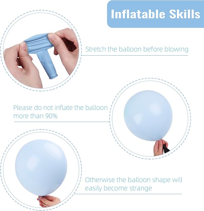 RUBFAC Blue Balloons 129pcs, Pastel Light Blue Balloon Different Sizes 18 12 10 - Image 3