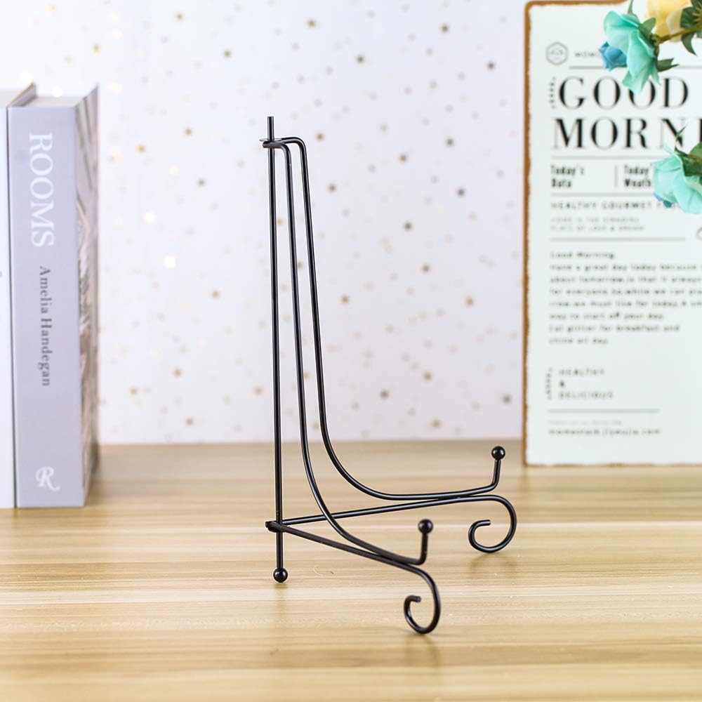 (4 Pack) Iron Display Stand, Black Iron Easel Plate Display Photo Holder Stand, Displays Picture Frames,Decorative Plates and Art 10 Inch