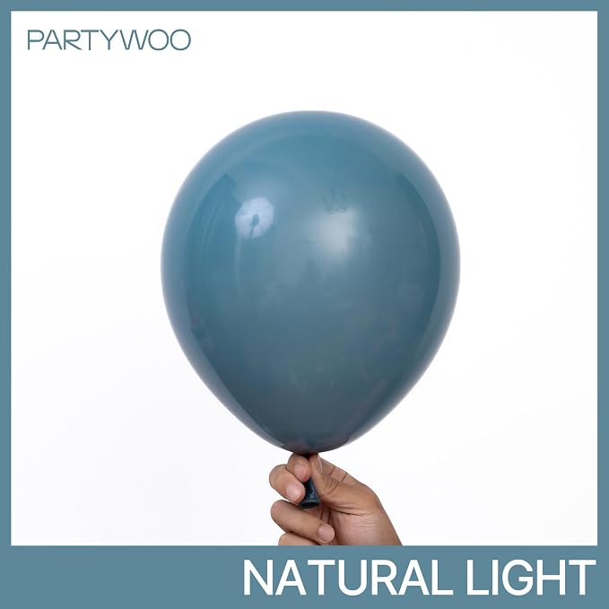 PartyWoo Slate Blue Balloons 50pcs Navy Dusty Blue Boho Neutral Color | 12 Inch - Image 3