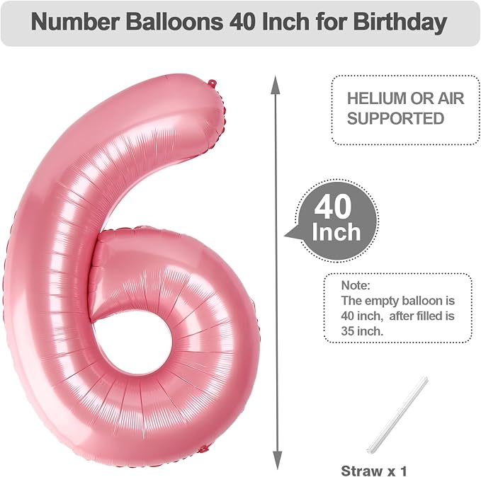 Number 5 Balloon 40 Inch Pearl Pink Balloon - Image 5