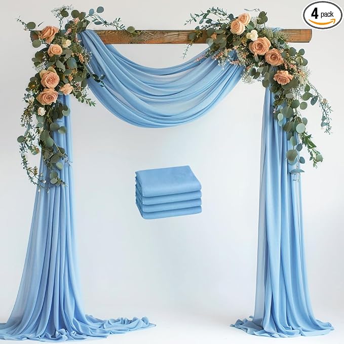 Wedding Arch Draping Fabric Backdrop Drapes 4 Panels, Dusty Blue | 28.7"x20FT by Wokceer