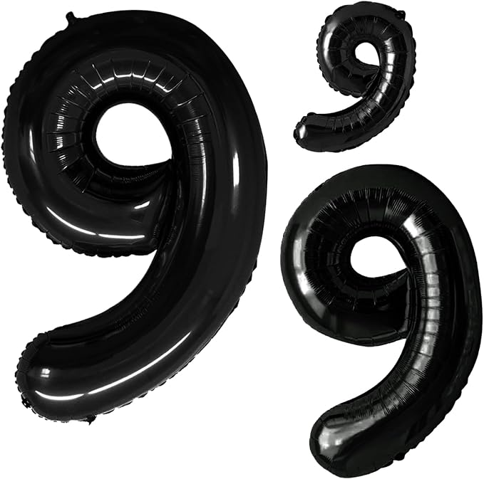 Black Foil Balloons Number 9, Huge Number Balloons by GOER
