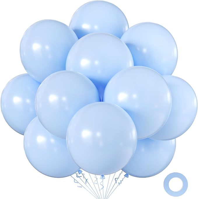 Pastel Blue Balloons 18 Inch 24 Pack Matte Helium Latex Round Balloons by KALOR