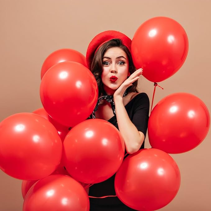 Red Balloons Red Birthday Decorations 10 Pack 36 inch Round Latex Balloons - Image 6