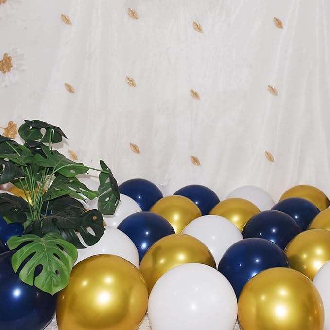 300 Pack Navy Blue Gold and White Balloons 5 Inch Metallic Latex Bulk Small - Image 3