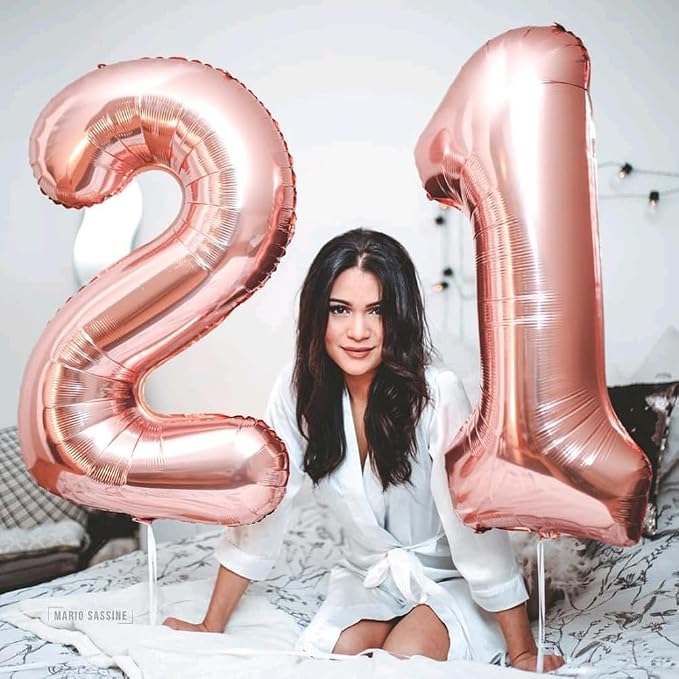 4 Balloon Numbers Birthday Decorations, 40In Rose Gold Balloons - Image 4